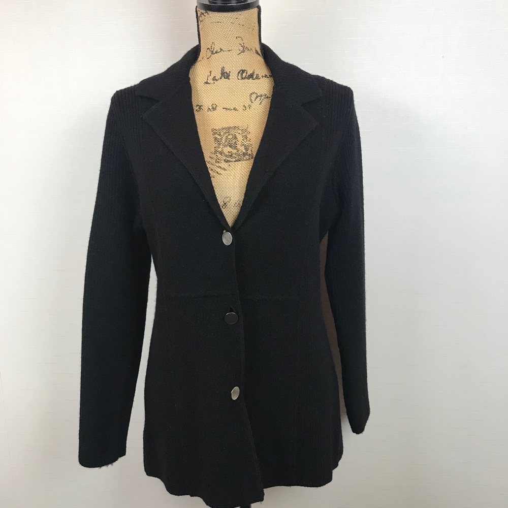 Herman Geist Black Wool Button Down Jacket - image 1